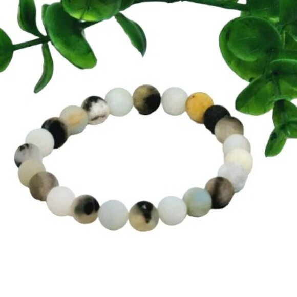 Amazonite Frosted Beaded Bracelet - Handmade - New - Picture 1 of 2